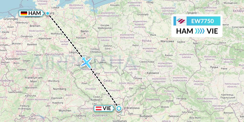 EW7750 Eurowings Flight Map: Hamburg to Vienna