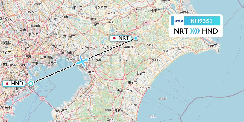NH9351 All Nippon Airways Flight Map: Tokyo to Tokyo
