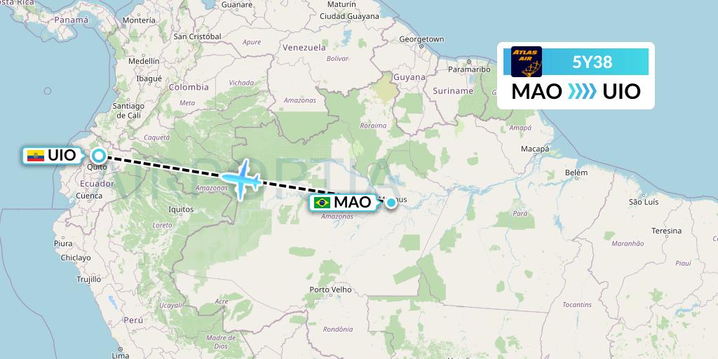 5Y38 Atlas Air Flight Map: Manaus to Quito