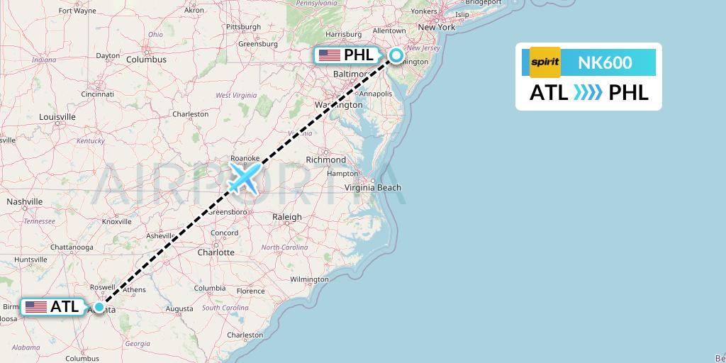 NK600 Flight Status Spirit Airlines Atlanta to Philadelphia (NKS600)