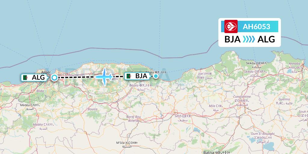 AH6053 Air Algerie Flight Map: Bejaia to Algiers