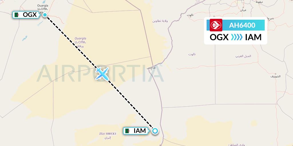 AH6400 Air Algerie Flight Map: Ouargla to Amenas