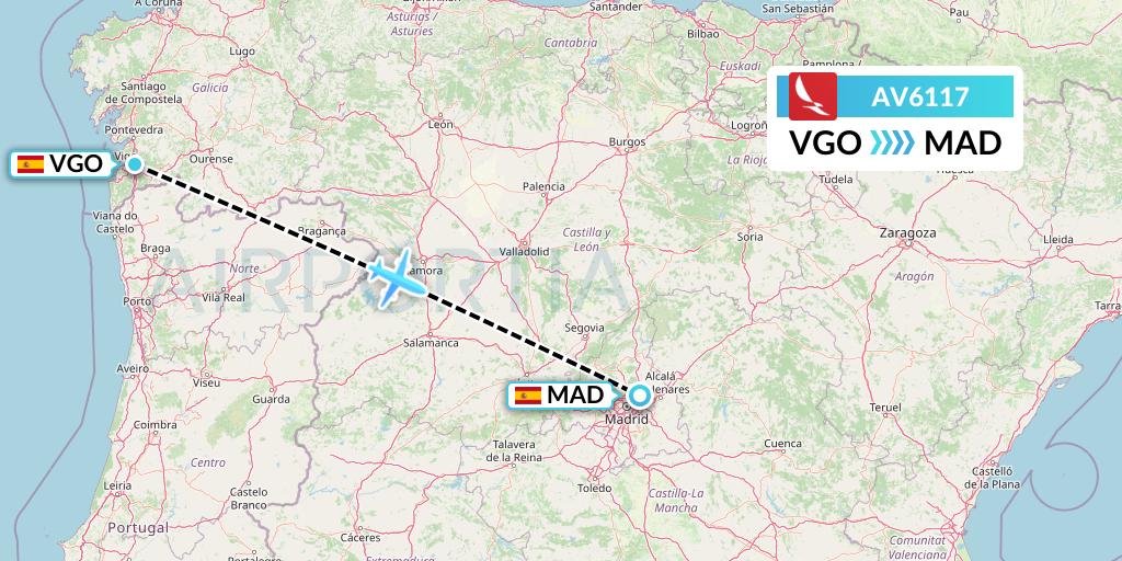 AV6117 Avianca Flight Map: Vigo to Madrid