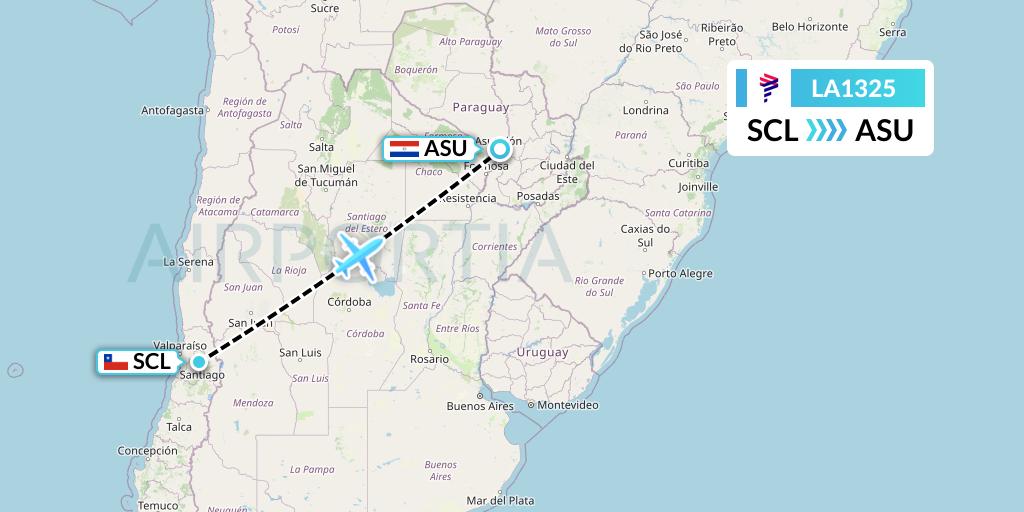 LA1325 Flight Status LAN Airlines Santiago to Asuncion (LAN1325)