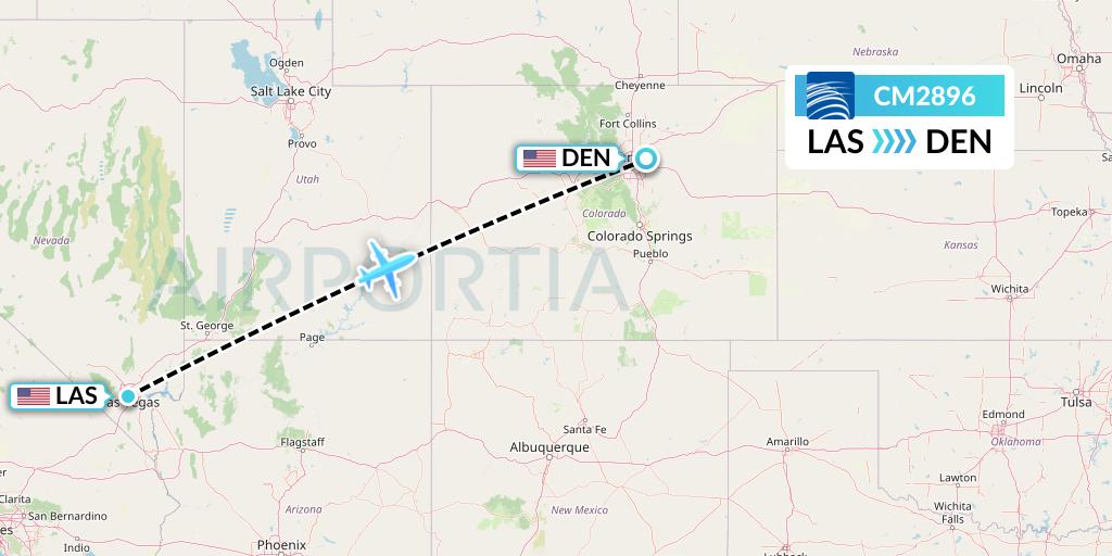 CM2896 Copa Airlines Flight Map: Las Vegas to Denver