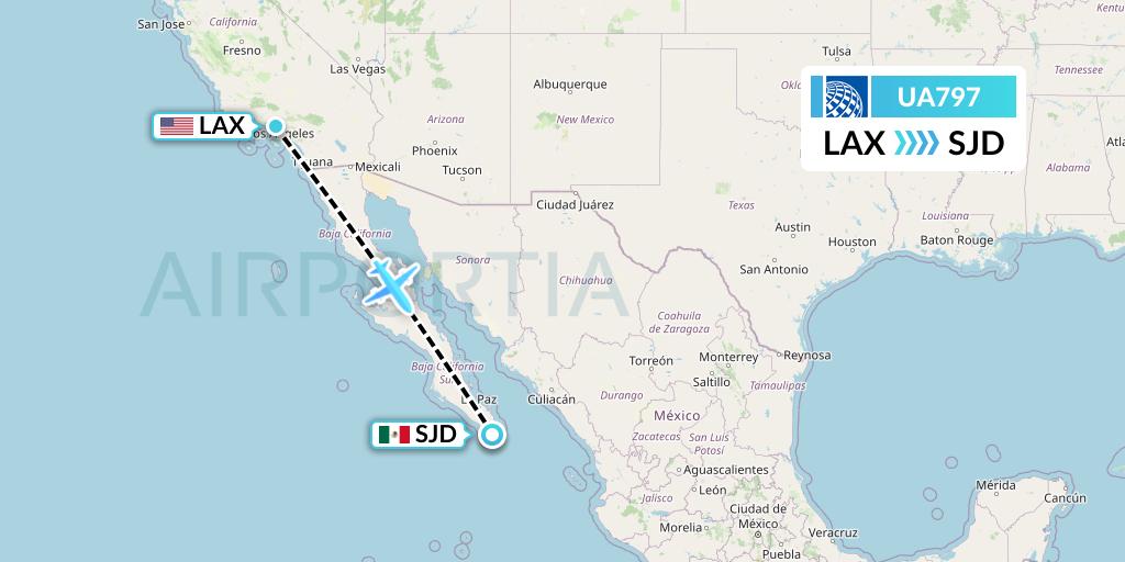 UA797 United Airlines Flight Map: Los Angeles to San Jose del Cabo