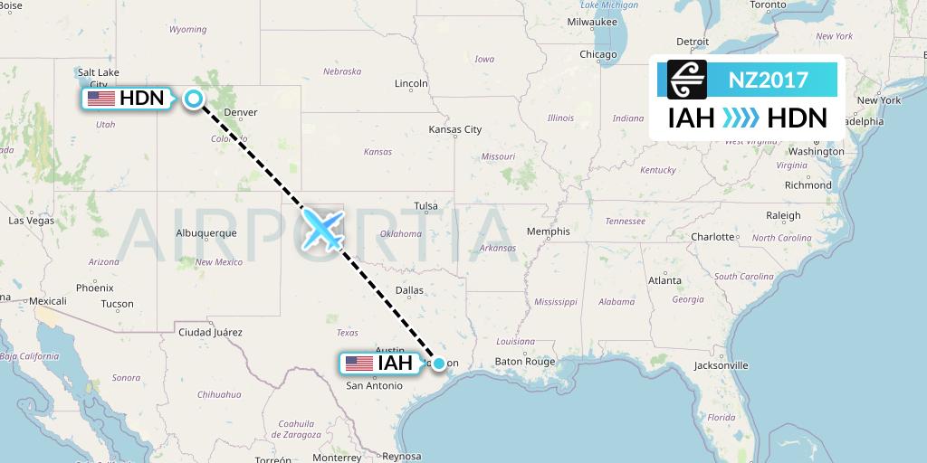 NZ2017 Air New Zealand Flight Map: Houston to Hayden