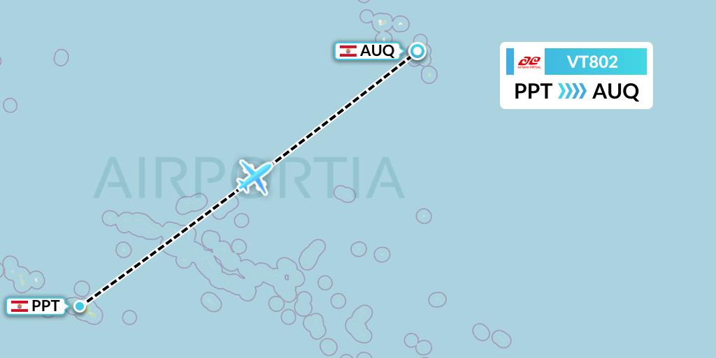 VT802 Air Tahiti Flight Map: Papeete to Atuona
