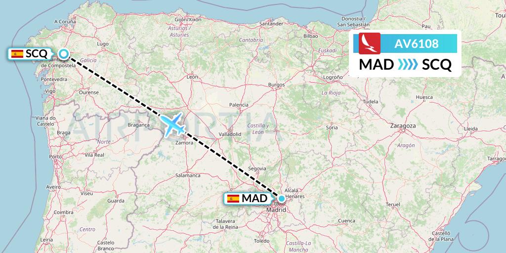 AV6108 Avianca Flight Map: Madrid to Santiago