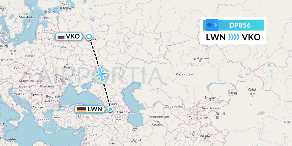 DP856 Pobeda Flight Map: Gyumri to Moscow