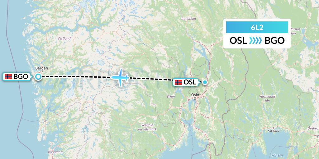 6L2 Aklak Air Flight Map: Oslo to Bergen