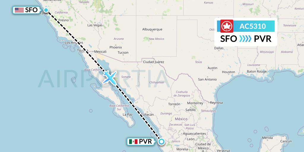AC5310 Air Canada Flight Map: San Francisco to Puerto Vallarta