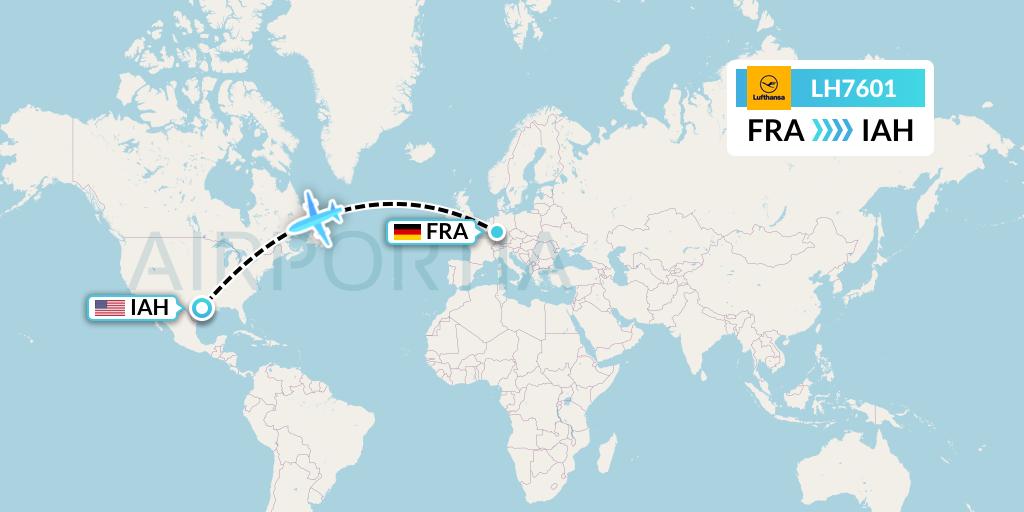 LH7601 Lufthansa Flight Map: Frankfurt to Houston