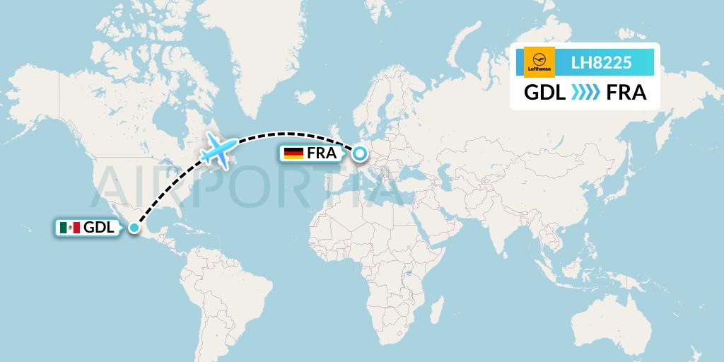 LH8225 Lufthansa Flight Map: Guadalajara to Frankfurt