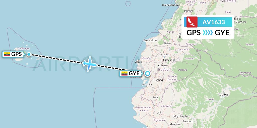 AV1633 Avianca Flight Map: Galapagos to Guayaquil