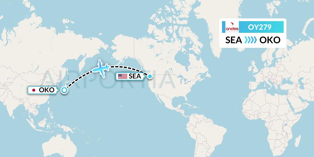 OY279 Omni Air International Flight Map: Seattle to Fussa