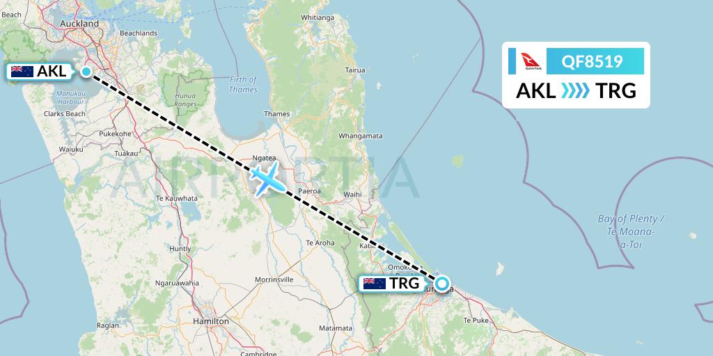 QF8519 Qantas Flight Map: Auckland to Tauranga