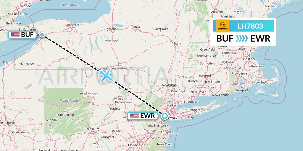LH7803 Lufthansa Flight Map: Buffalo to New York