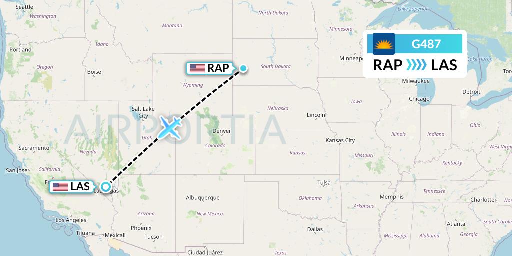 G487 Allegiant Air Flight Map: Rapid City to Las Vegas