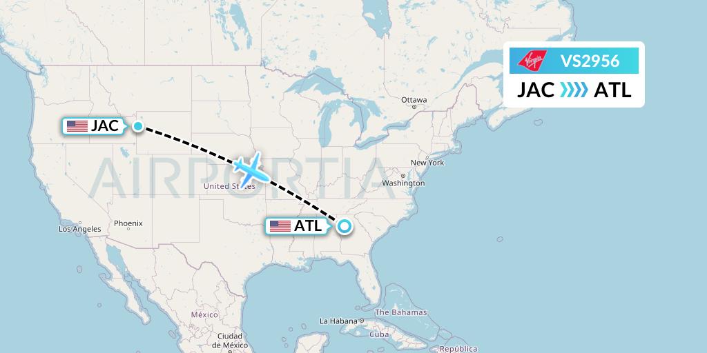 VS2956 Virgin Atlantic Airways Flight Map: Jackson to Atlanta