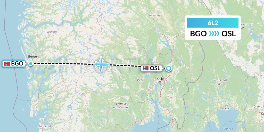 6L2 Aklak Air Flight Map: Bergen to Oslo