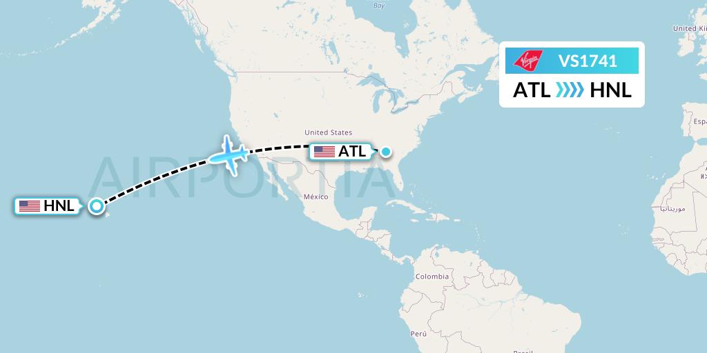 VS1741 Virgin Atlantic Airways Flight Map: Atlanta to Honolulu