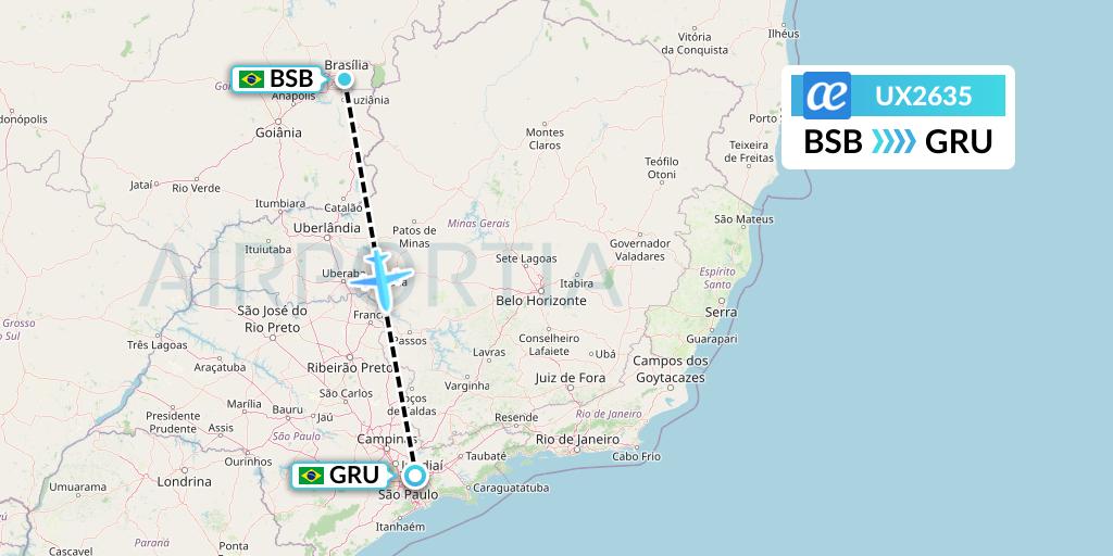 UX2635 Air Europa Flight Map: Brasilia to Sao Paulo