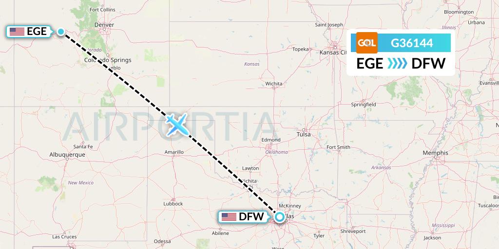 G36144 GOL Transportes Aeros Flight Map: Eagle to Dallas