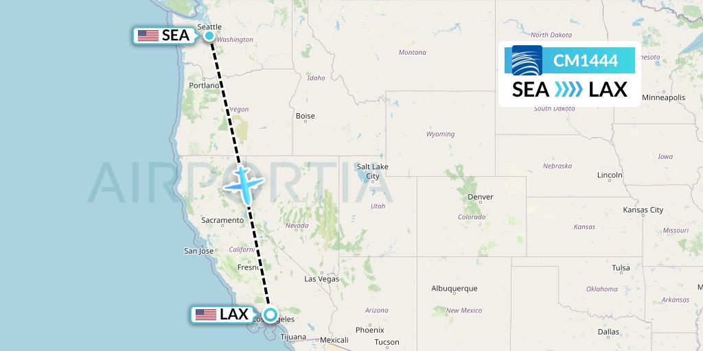 CM1444 Copa Airlines Flight Map: Seattle to Los Angeles
