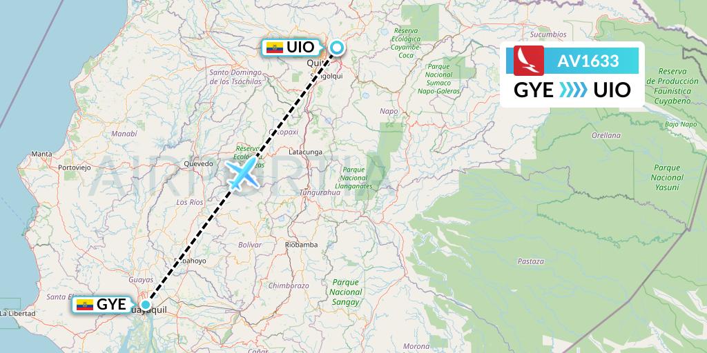 AV1633 Avianca Flight Map: Guayaquil to Quito