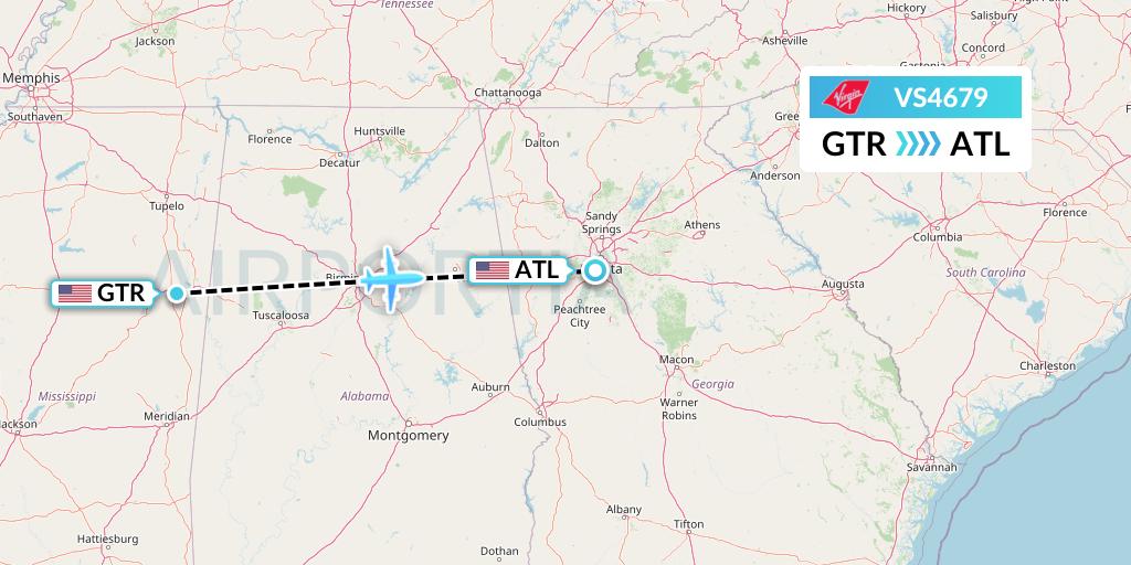 VS4679 Virgin Atlantic Airways Flight Map: Golden Triangle to Atlanta