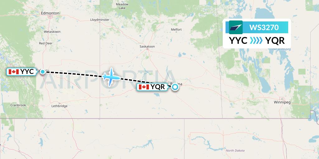 WS3270 Flight Status WestJet Calgary to Regina (WJA3270)