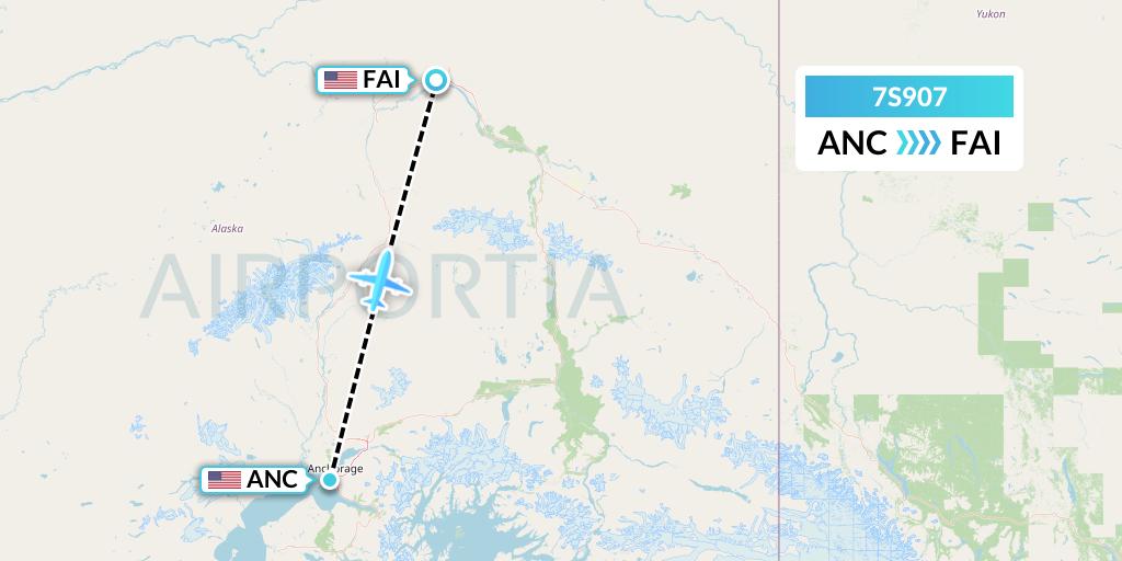 7S907 Ryan Air (USA) Flight Map: Anchorage to Fairbanks