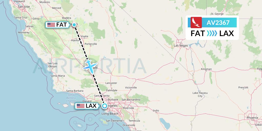 AV2367 Avianca Flight Map: Fresno to Los Angeles