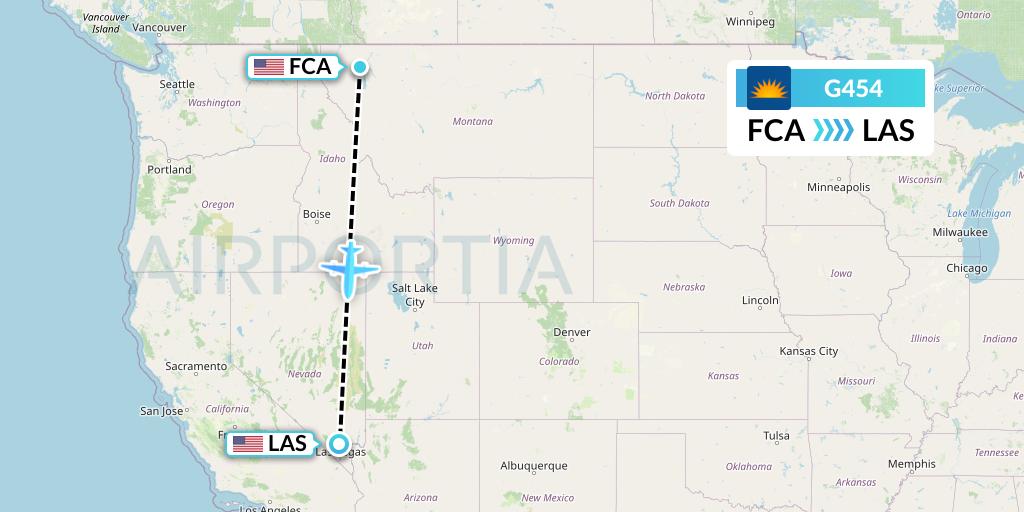 G454 Allegiant Air Flight Map: Kalispell to Las Vegas