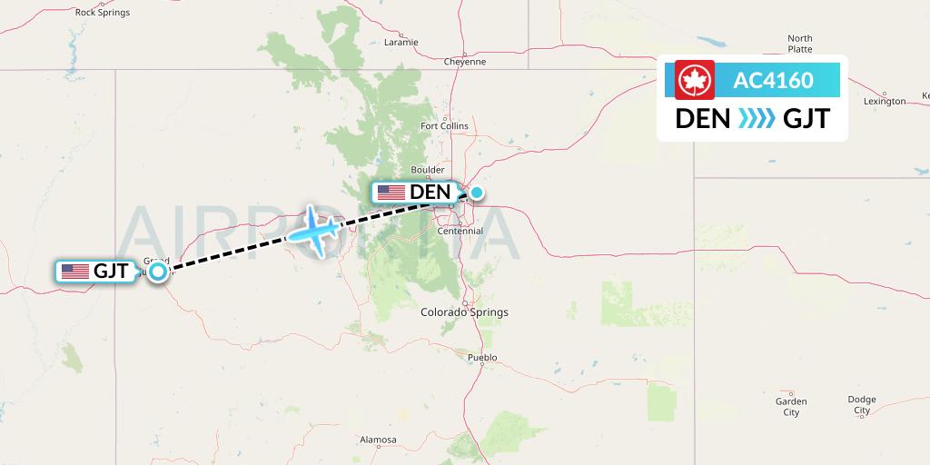 AC4160 Air Canada Flight Map: Denver to Grand Junction