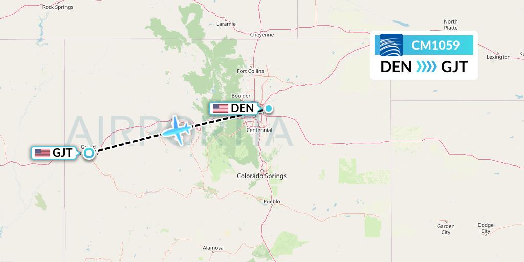 CM1059 Copa Airlines Flight Map: Denver to Grand Junction