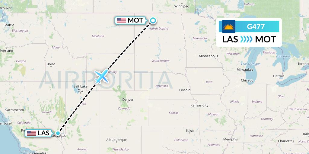 G477 Allegiant Air Flight Map: Las Vegas to Minot