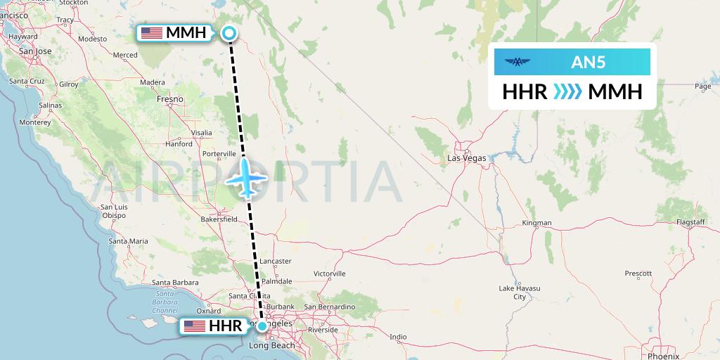 AN5 Advanced Air Flight Map: Hawthorne to Mammoth Lakes