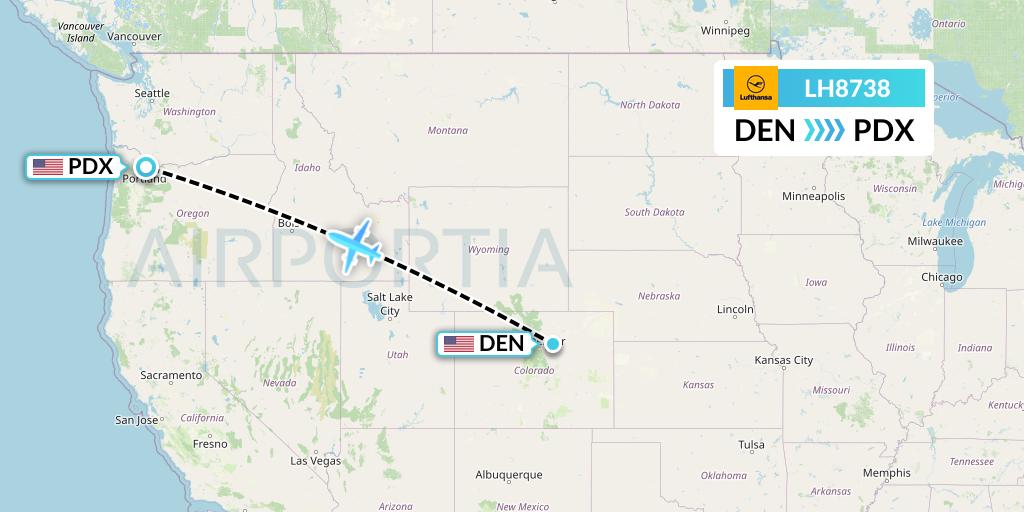 LH8738 Lufthansa Flight Map: Denver to Portland