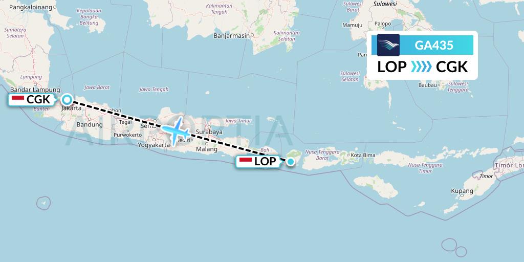 GA435 Garuda Indonesia Flight Map: Lombok to Jakarta