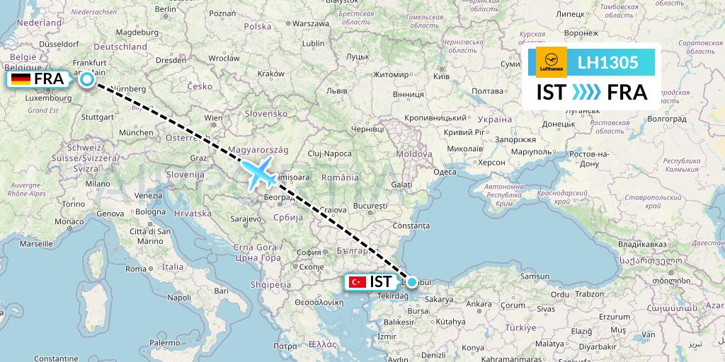 LH1305 Lufthansa Flight Map: Istanbul to Frankfurt