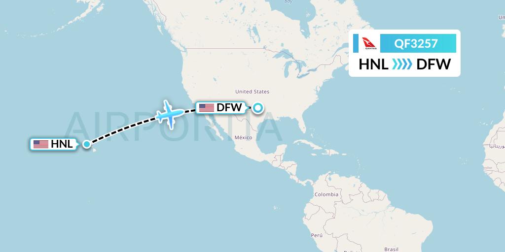 QF3257 Qantas Flight Map: Honolulu to Dallas