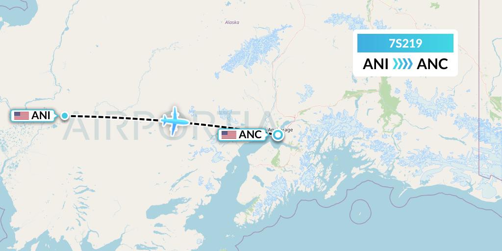 7S219 Ryan Air (USA) Flight Map: Aniak to Anchorage