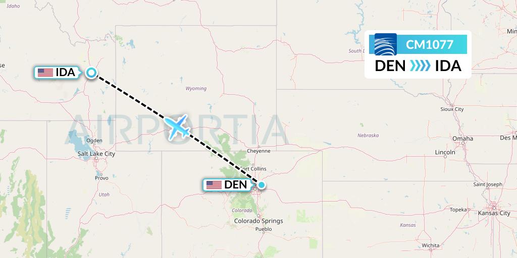 CM1077 Copa Airlines Flight Map: Denver to Idaho Falls