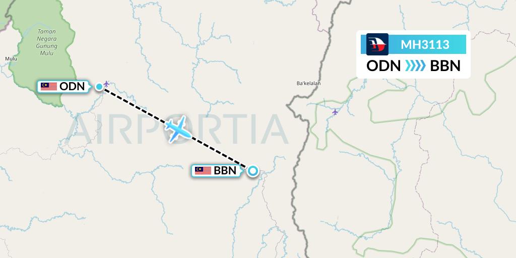 MH3113 Malaysia Airlines Flight Map: Long Seridan to Bario