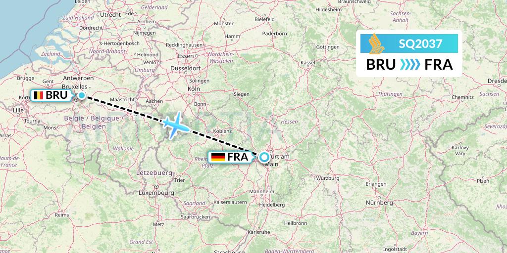 SQ2037 Singapore Airlines Flight Map: Brussels to Frankfurt
