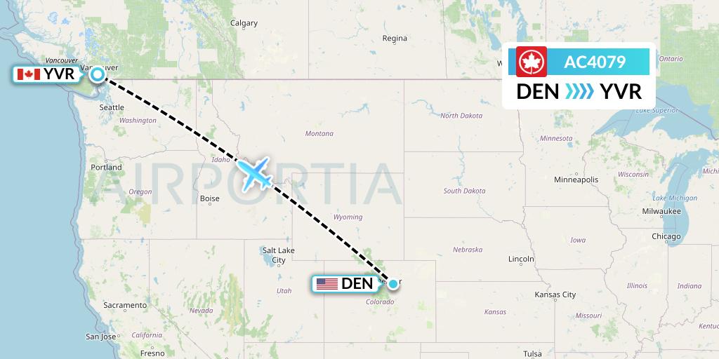 AC4079 Air Canada Flight Map: Denver to Vancouver