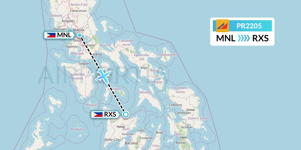 PR2205 Philippine Airlines Flight Map: Manila to Roxas City