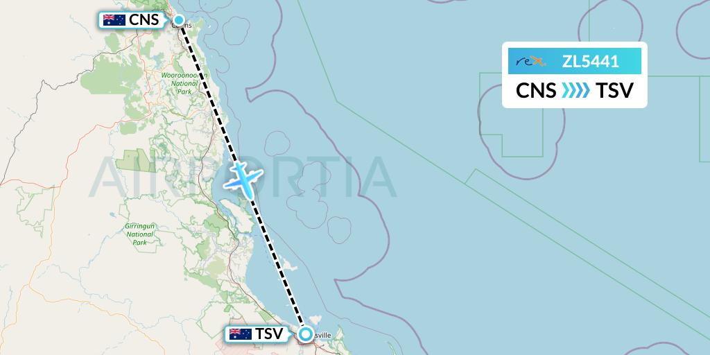 ZL5441 Regional Express Flight Map: Cairns to Townsville